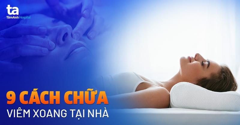 Minh họa các biện pháp đơn giản giảm nghẹt mũi tại nhà như rửa mũi, xông hơi, uống nước, kê cao gối