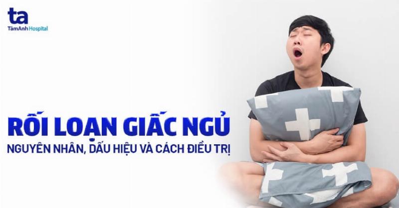 Hình minh họa khái niệm rối loạn giấc ngủ, biểu hiện mất ngủ hoặc ngủ không sâu giấc